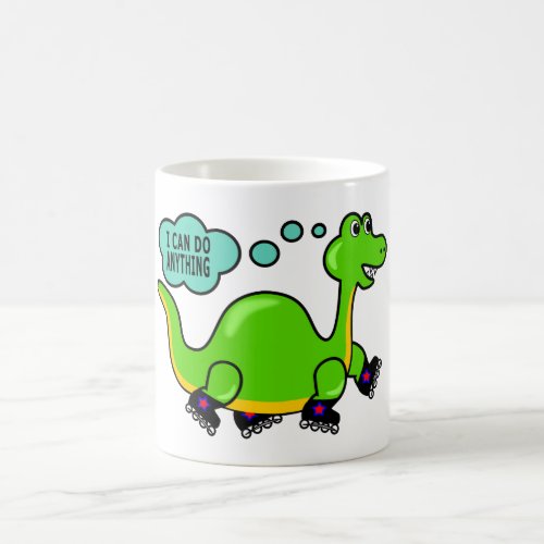 Cool Cartoon Dinosaur Skating to Success Coffee Mug