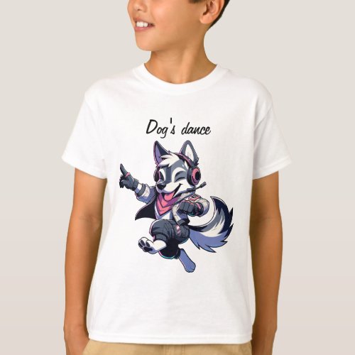 Cool Cartoon Dog Dancing Graphic T_shirt