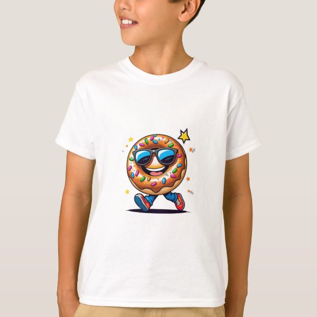 Cool Cartoon Donut Boys’ T-Shirt – Fun & Colorful  (Front)