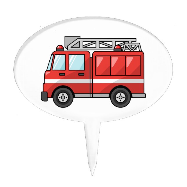 Cool Cartoon Fire Truck/Engine Cake Topper (Front)