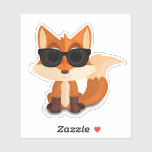 Cool Cartoon Fox Wearing Sunglasses Cute Animal Sticker