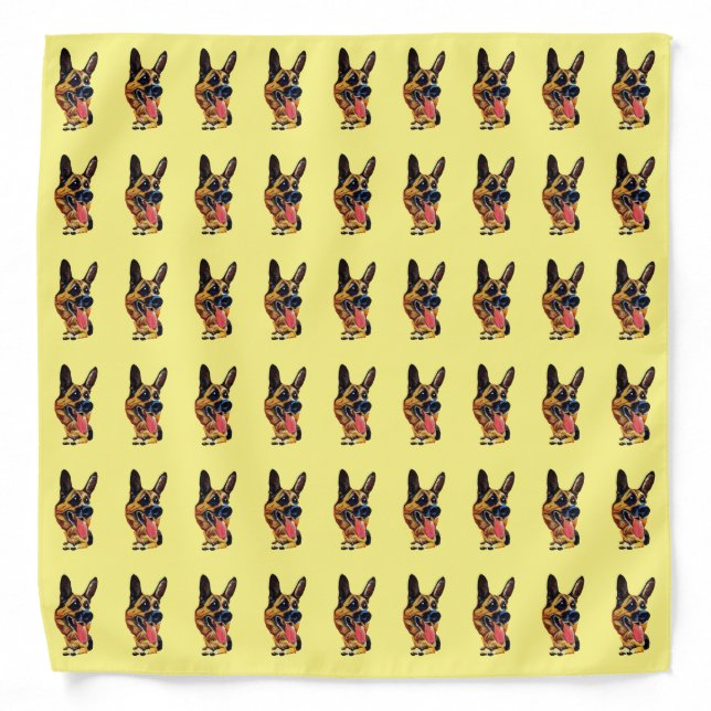 Cool Cartoon German Shepherd Bandana (Front)