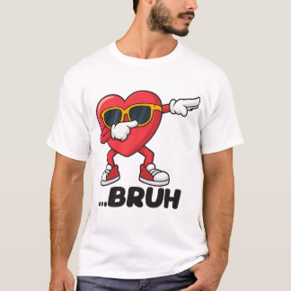 Cool Cartoon Heart Dab T-Shirt – Funny “BRUH” 