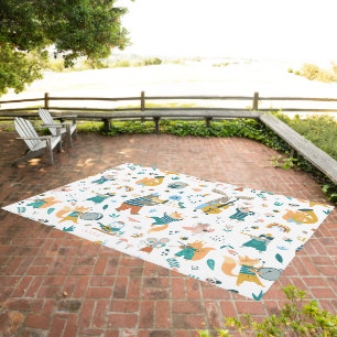 Cool Cartoon Music Band Outdoor Rug