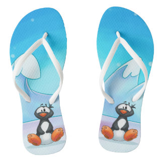 cool cartoon of a penguin flip flops