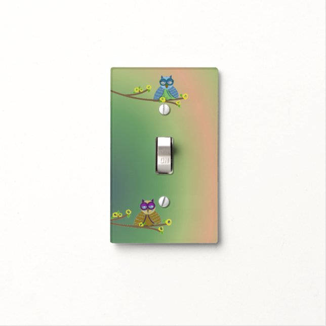 Cool Cartoon Owls Light Switch Cover (In Situ)
