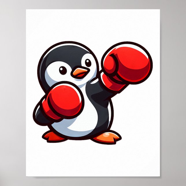 Cool Cartoon Penguin Boxer Design  Poster (Front)