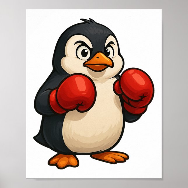 Cool Cartoon Penguin Boxer Sports Design  Poster (Front)
