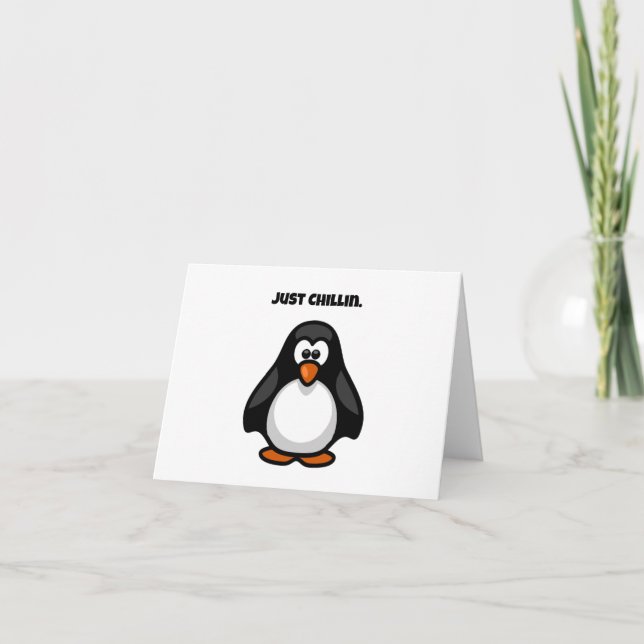 Cool Cartoon Penguin – Just Chillin' Arctic Vibes Card (Front)