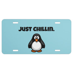 Cool Cartoon Penguin – Just Chillin' Arctic Vibes License Plate