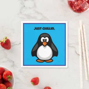Cool Cartoon Penguin – Just Chillin' Arctic Vibes Napkins