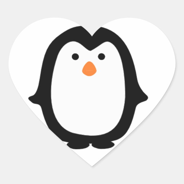 Cool Cartoon Penguin Stickers. Heart Sticker (Front)