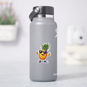 Cool Cartoon Pineapple with Sunglasses Summer Vibe Sticker