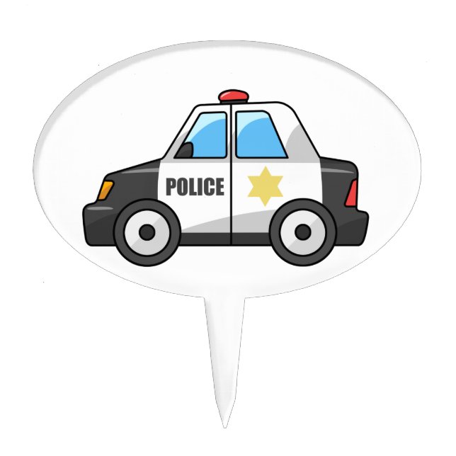 Cool Cartoon Police Car Cake Topper (Front)