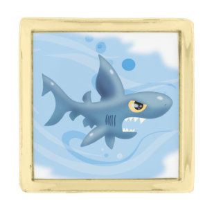 Cool Cartoon Shark Gold Finish Lapel Pin