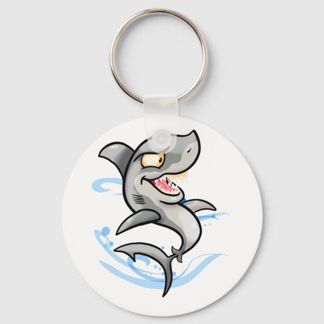 Cool Cartoon Shark Keychain (Front)