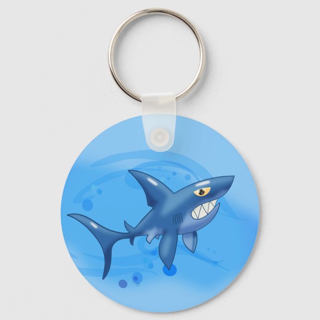Cool Cartoon Shark Keychain (Front)