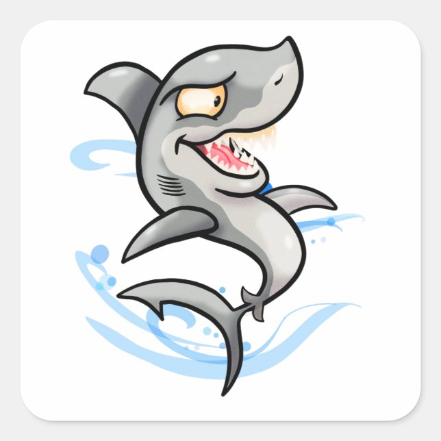 Cool Cartoon Shark Square Sticker (Front)