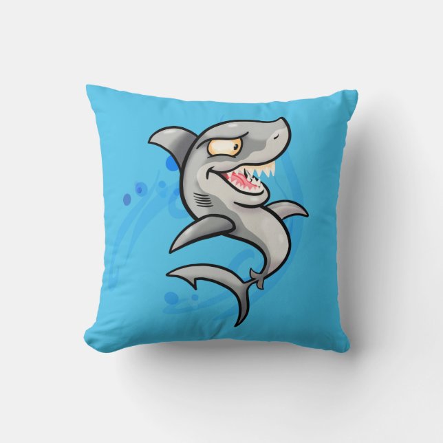 Cool Cartoon Shark Throw Pillow (Front)