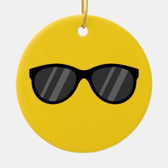 Cool Cartoon Sunglasses Ceramic Ornament (Front)