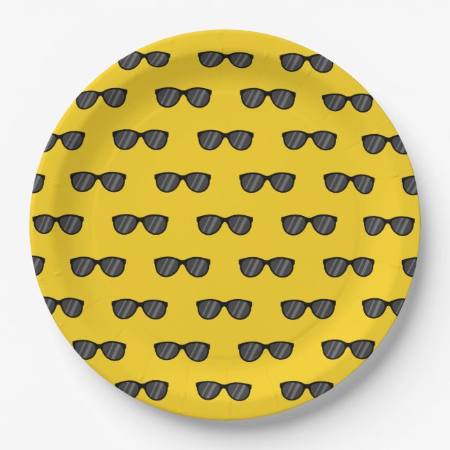 Cool Cartoon Sunglasses Paper Plates (Front)