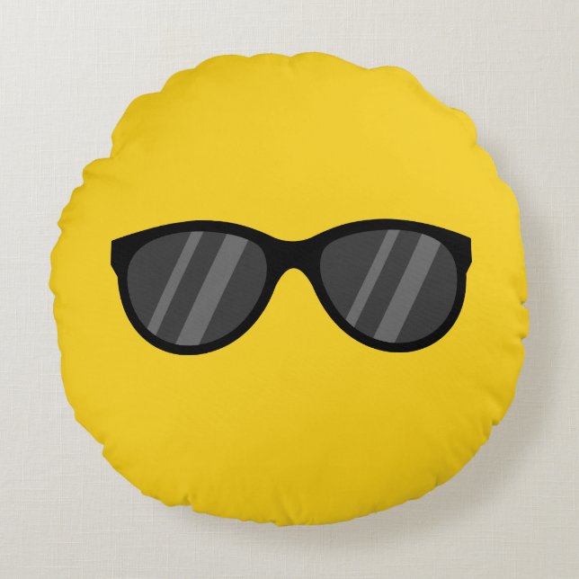 Cool Cartoon Sunglasses Round Pillow (Front)