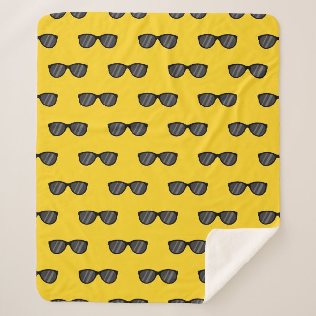 Cool Cartoon Sunglasses Sherpa Blanket (Front)