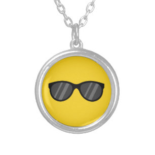 Cool Cartoon Sunglasses Silver Plated Necklace
