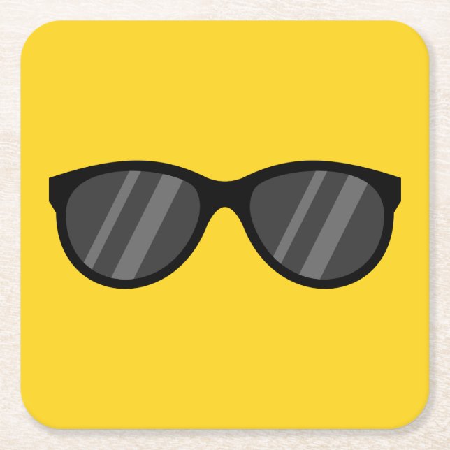 Cool Cartoon Sunglasses Square Paper Coaster (Front)