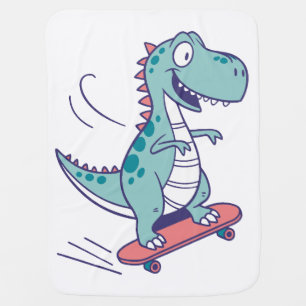 Cool Cartoon T-Rex on Skateboard Baby Blanket