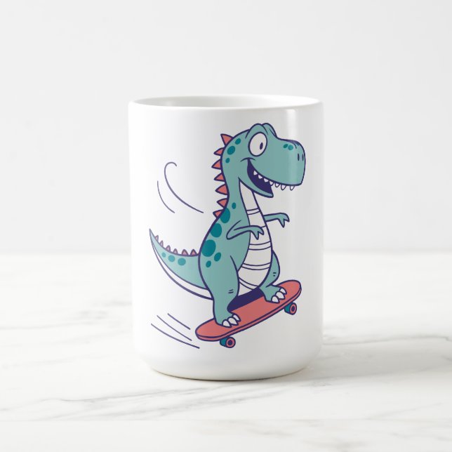 Cool Cartoon T-Rex on Skateboard Coffee Mug (Center)