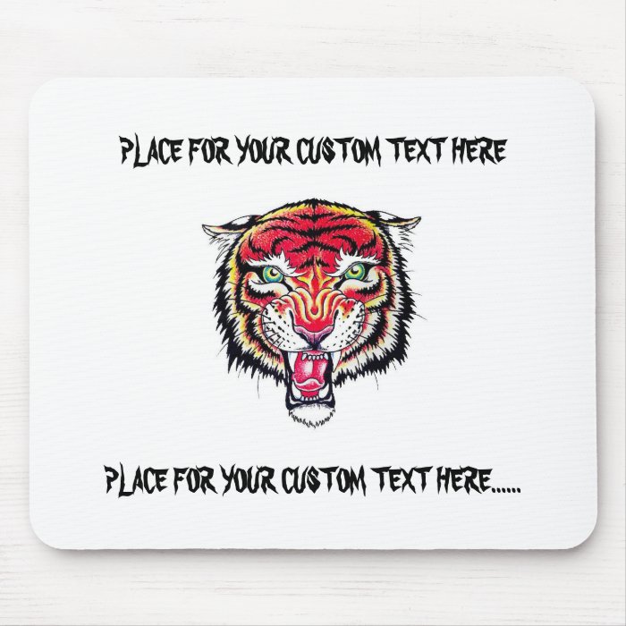 Cool cartoon tattoo symbol angry feral tiger mousepad