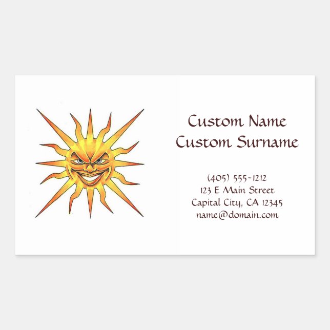 Cool cartoon tattoo symbol evil Sun face Rectangular Sticker (Front)