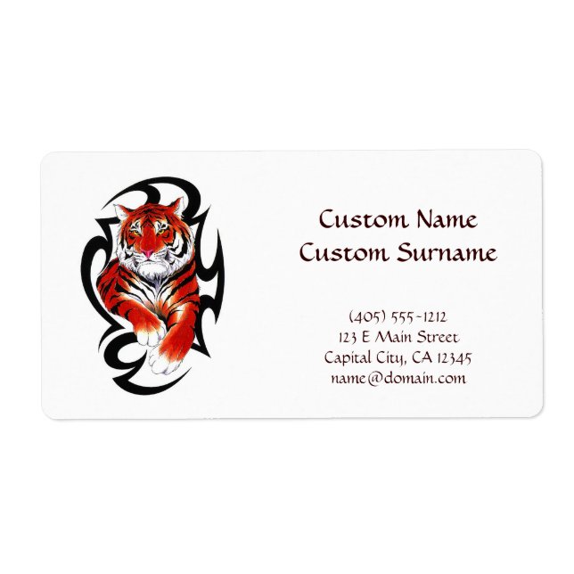 Cool cartoon tattoo symbol feral Tribal Tiger Label (Front)