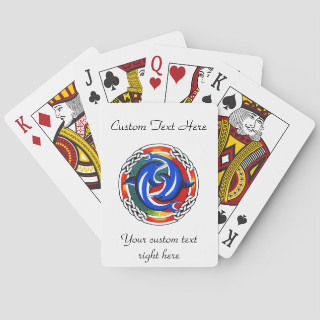 Cool cartoon tattoo symbol  gemini dolphin twin poker cards (Back)