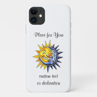Cool cartoon tattoo symbol happy sun moon face Case-Mate iPhone case