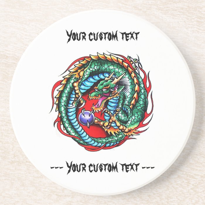 Cool cartoon tattoo symbol oriental dragon orb beverage coaster