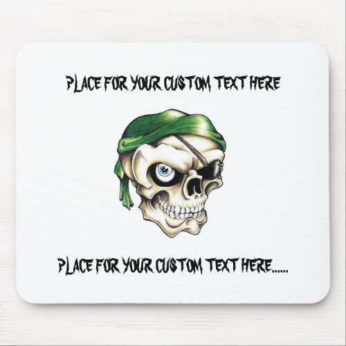 Cool cartoon tattoo symbol pirate skull bandana mouse pad