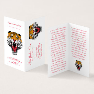 Cool cartoon tattoo symbol roaring feral tiger art business card