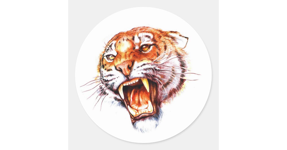 roaring tiger head drawing