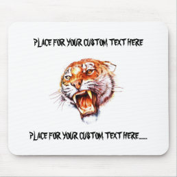 Cool cartoon tattoo symbol roaring tiger head mouse pad