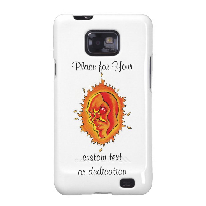 Cool cartoon tattoo symbol Sun face flame fire Samsung Galaxy SII Case