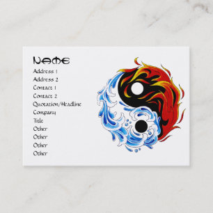 Cool cartoon tattoo symbol water fire Yin Yang Business Card