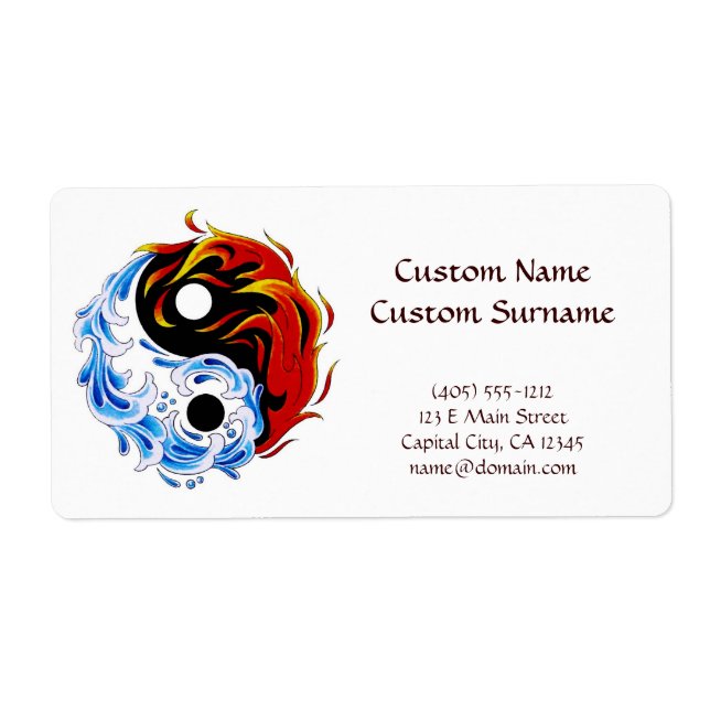 Cool cartoon tattoo symbol water fire Yin Yang Label (Front)