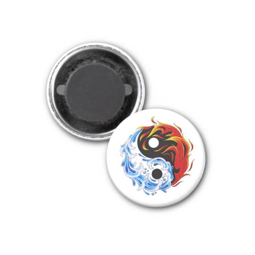 Cool cartoon tattoo symbol water fire Yin Yang Magnet