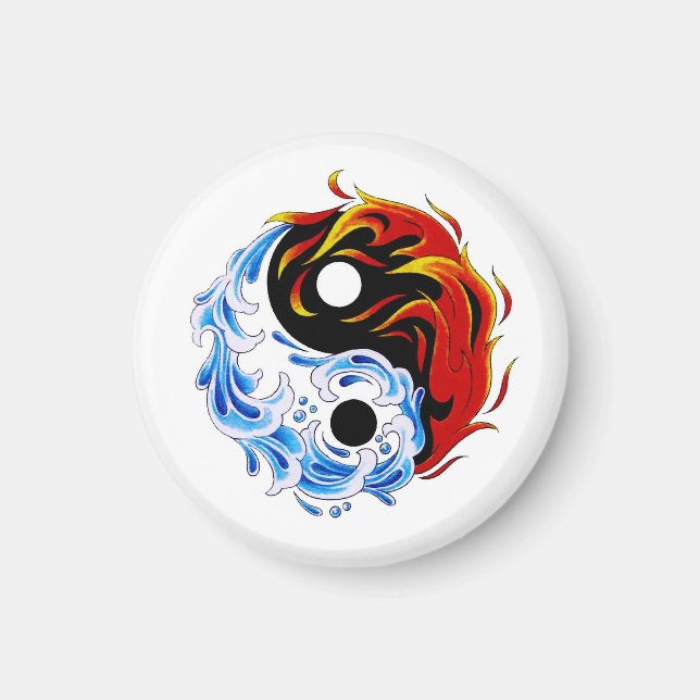 Cool cartoon tattoo symbol water fire Yin Yang Magnet (Front)