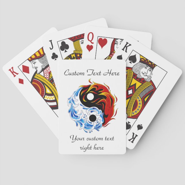 Cool cartoon tattoo symbol water fire Yin Yang Poker Cards (Back)