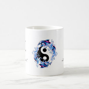 Cool cartoon tattoo symbol Yin Yang Dolphins Coffee Mug