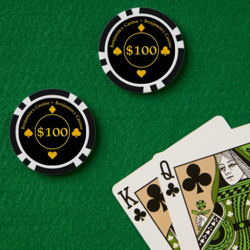 Cool Casino Gold and Black 100 Dollar Poker Chips