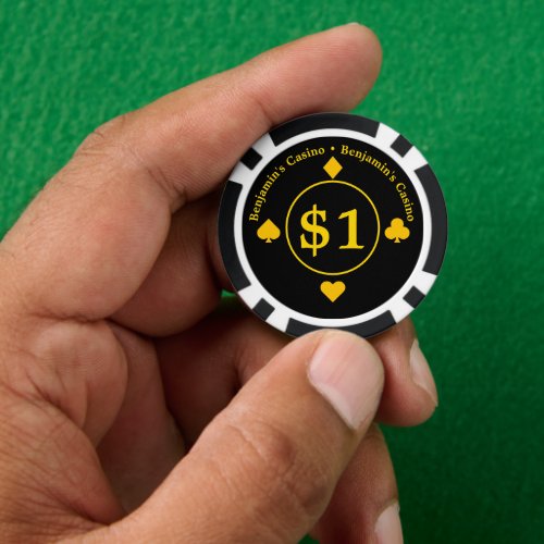 Cool Casino Gold and Black 1 Dollar Poker Chips